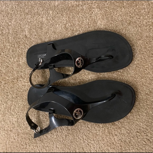 michael kors black jelly thong sandals